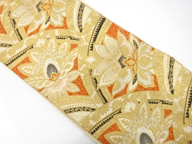 JAPANESE KIMONO / ANTIQUE FUKURO OBI / SILK / WOVEN ABSTRACT SEIGAIHA